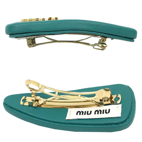 Miu MIU Barrette Hair Clip Green Women\'s